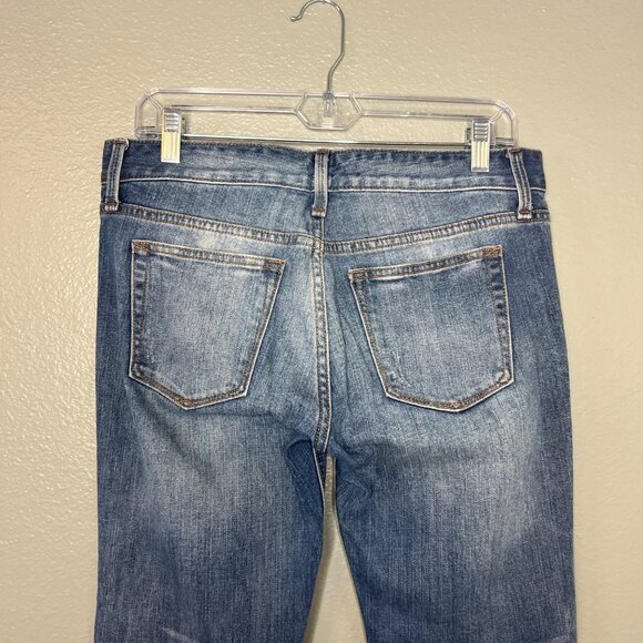 Gap Real Straight Jeans Womens Size 28S Midrise Distressed Faded‎ Wash Short - Picture 5 of 7